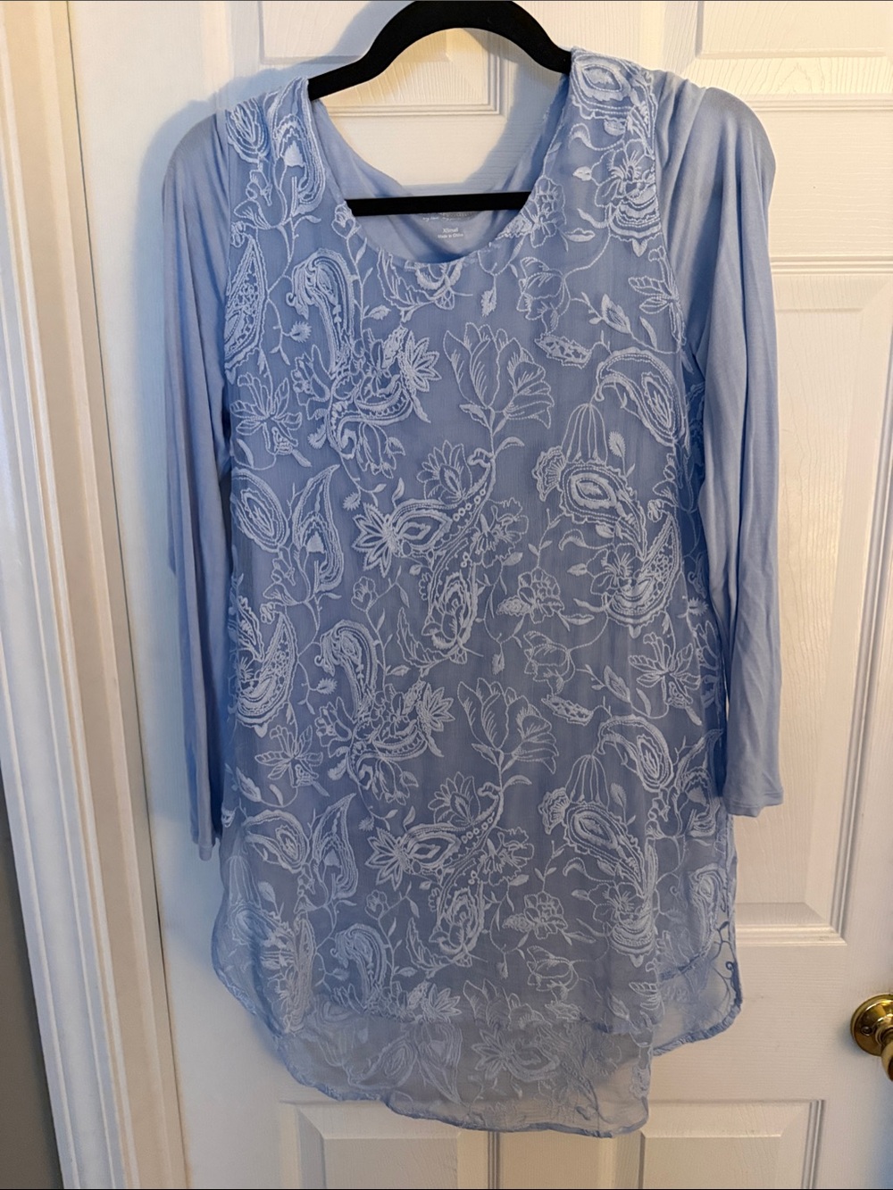 Soft Surroundings Powder Blue Floral Lace Tunic
